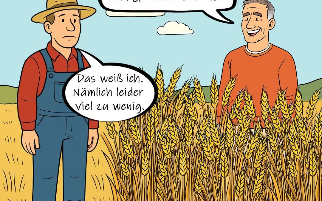 Ein Werbe-Promi im Kornfeld? Geringe Preise für die Getreideernte belasten unsere Betriebe neben den schwierigen Erntebe…