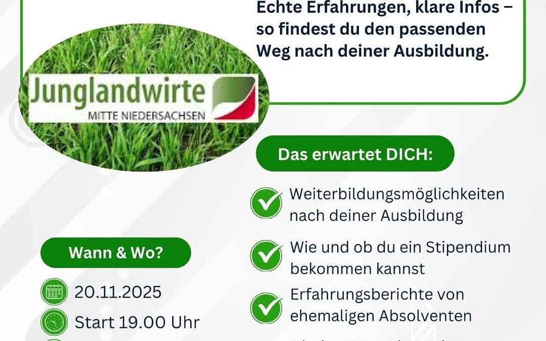 🎓🚜 Deine Ausbildung ist geschafft und jetzt? Nach der Lehre geht’s erst richtig los! 💡 Beim Weiterbildungs-Infoabend …