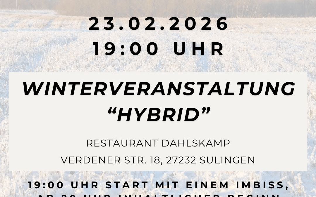 Am Montag findet unsere letzte Winterveranstaltung statt, sowohl in Präsenz in Sulingen (mit Essen 😋) wie auch online (…