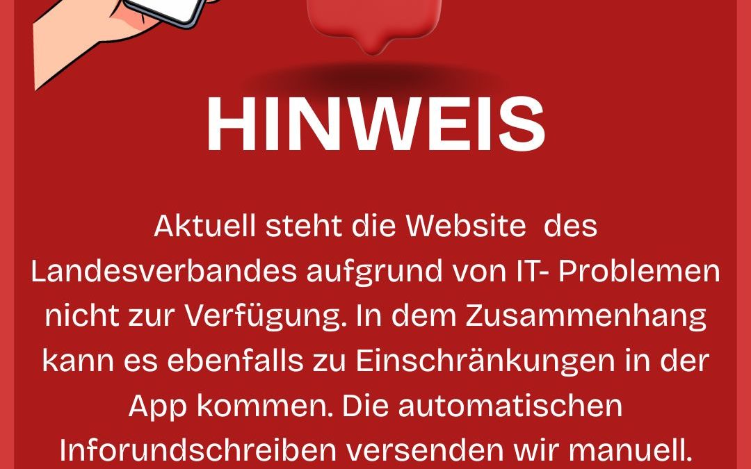 Ausfall Website Landesverband und Landvolk App