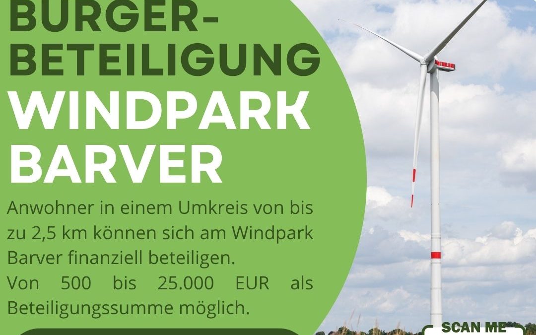 🌿 Bürgerbeteiligung am Windpark Barver Süd startet! 💨 Ab sofort haben Anwohnerinnen und Anwohner im Umkreis von 2,5 Ki…