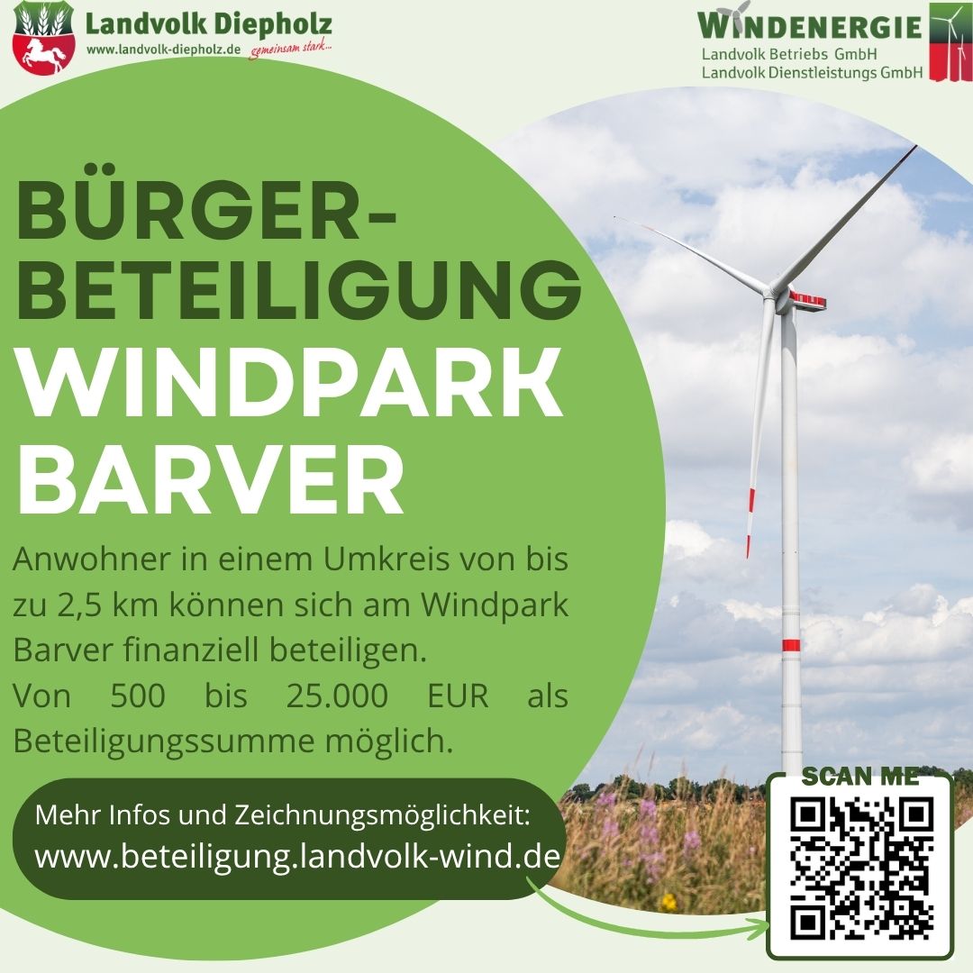 <a href="https://www.instagram.com/p/DazlkIcioLp" target="_blank">🌿 Bürgerbeteiligung am Windpark Barver Süd startet! 💨 Ab sofort haben Anwohnerinnen und Anwohner im Umkreis von 2,5 Ki…</a>