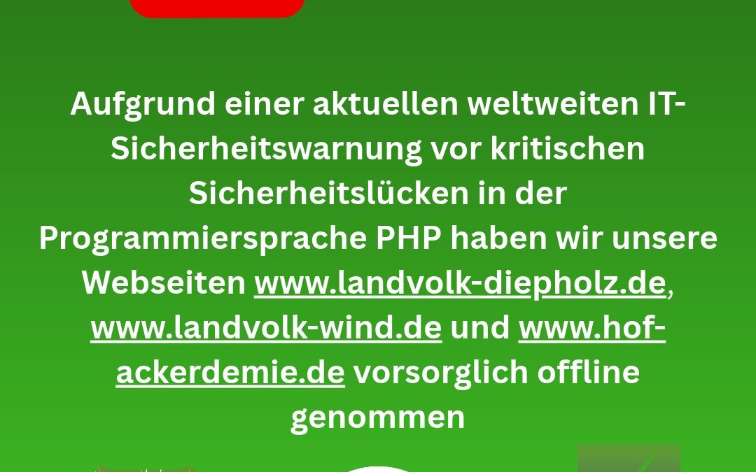 📢 Wir sind aber weiterhin für euch da! Unsere Homepages sind aktuell aufgrund einer weltweiten IT-Sicherheitswarnung vo…