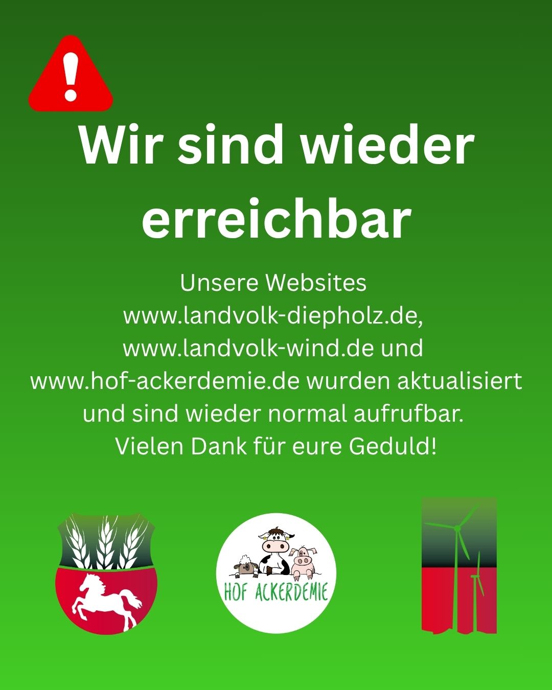 <a href="https://www.instagram.com/p/De8w2k_CjOP" target="_blank">🎉 Wir sind zurück – unsere Homepages sind wieder online! 🌐💚 Gute Nachrichten: Die notwendigen Sicherheitsupdates sind…</a>